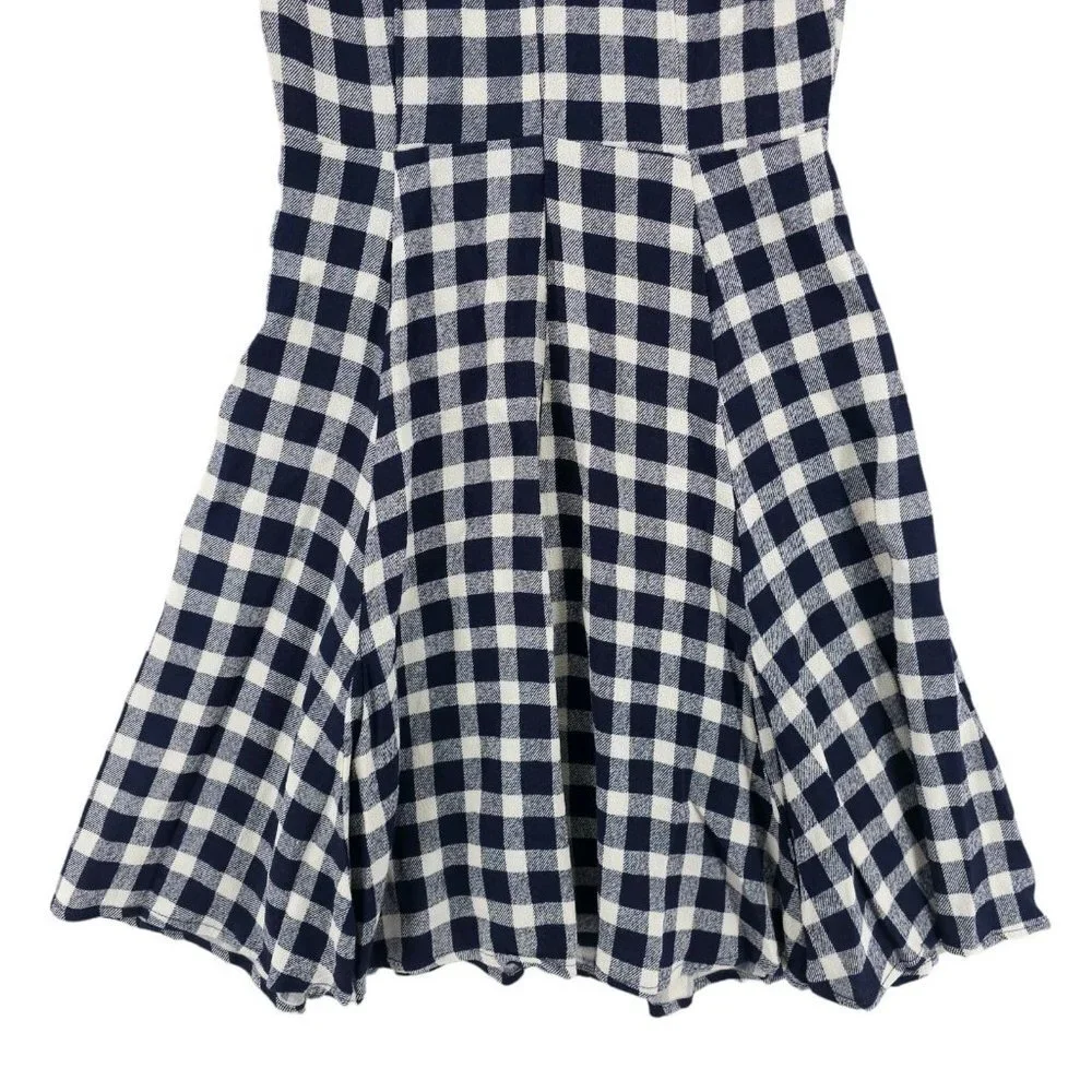 REFORMATION Mini Dress Blue White Gingham Check Fit Flare XS - Picture 3 of 8